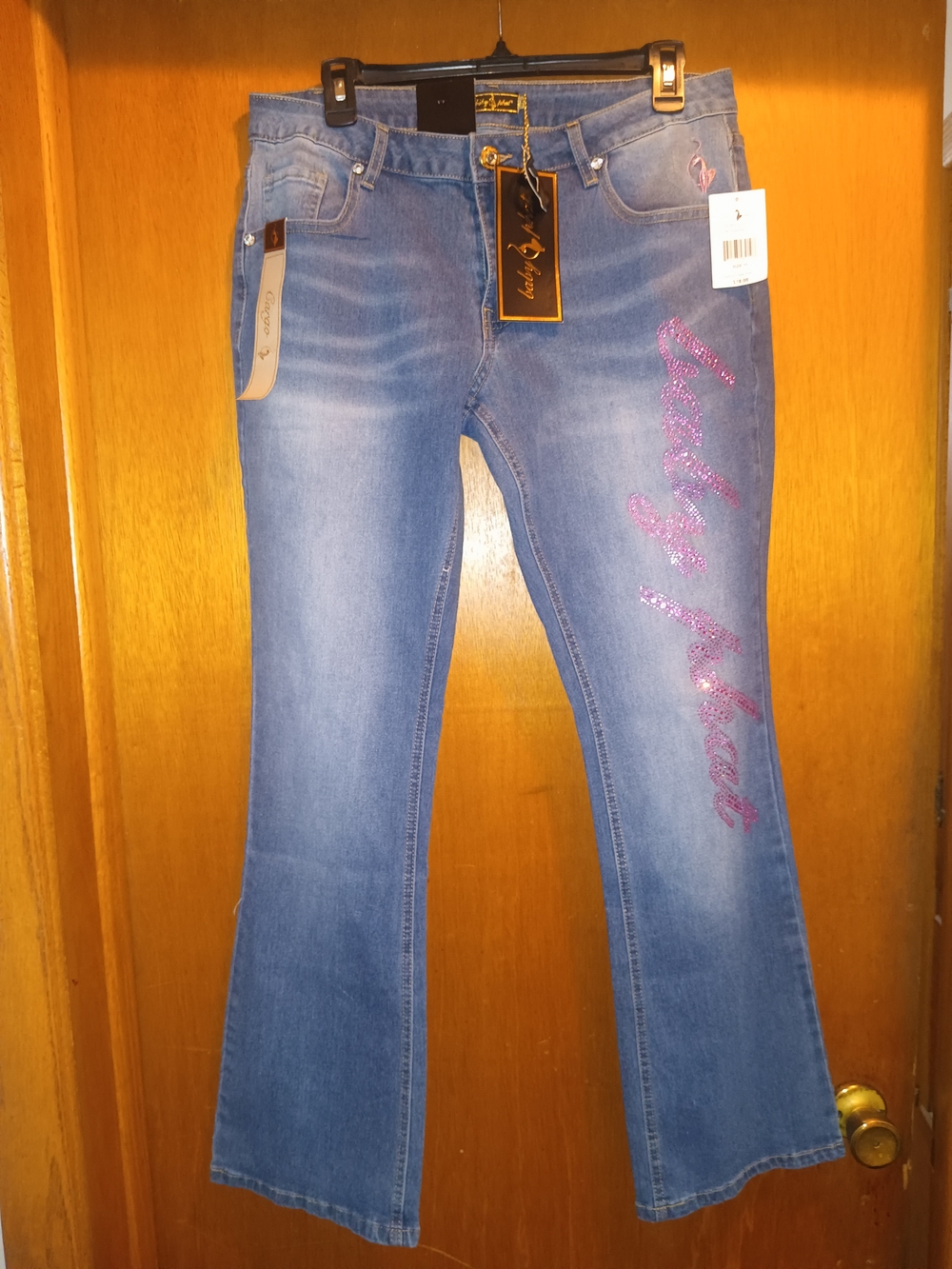 Baby Phat Blue Boot Cut Jeans with Pink Sequin Logo
